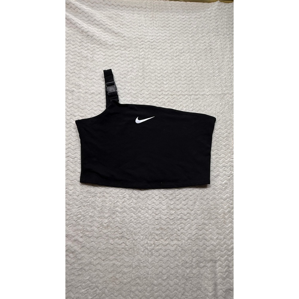 Nike Sportswear Womens One Shoulder Buckle Crop Top Black Large 4861